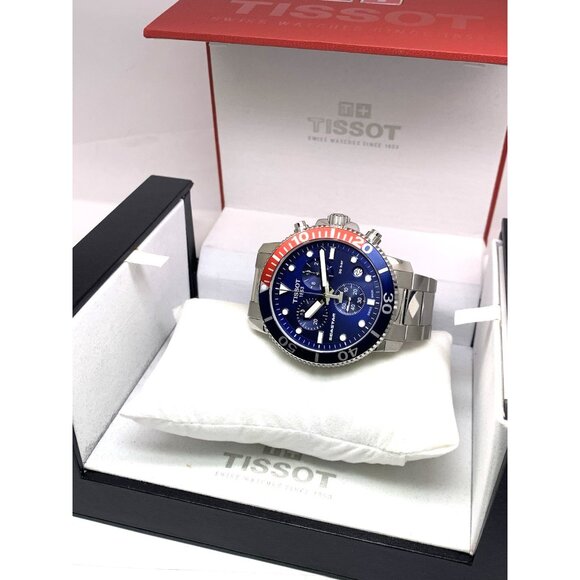 Tissot Men's Watch Seastar Swiss Quartz Chronograph Pepsi Bezel T1204171104103 - Picture 3 of 15